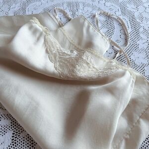 Luxury Rosy Silk Camisole Trim Ivory Made in France Womens S Minimal Lace